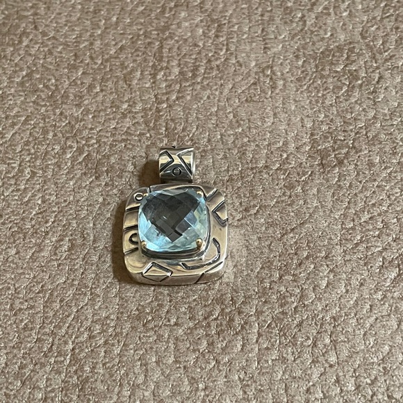 Sterling Silver & 14K Gold Blue Topaz Charm - Picture 2 of 5